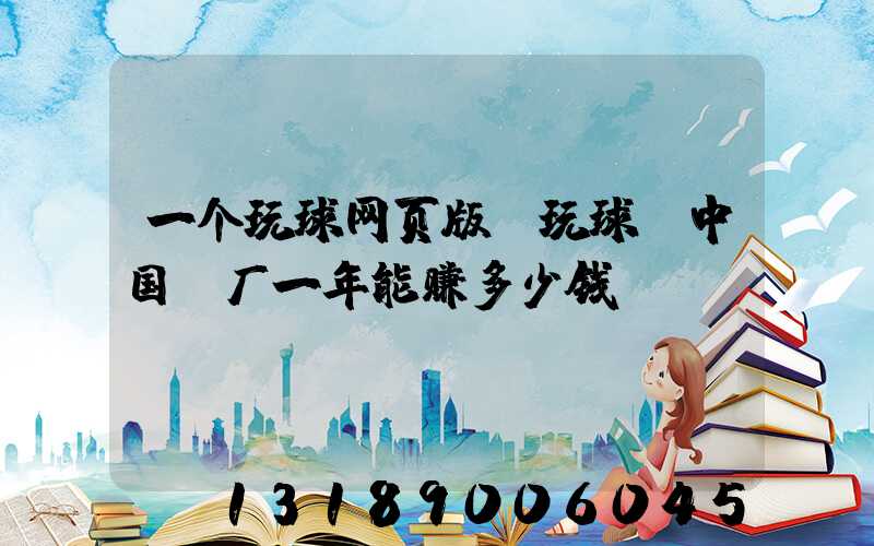 一个玩球网页版-玩球（中国）厂一年能赚多少钱