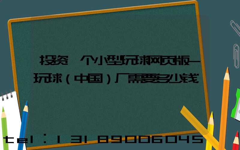 投资一个小型玩球网页版-玩球（中国）厂需要多少钱