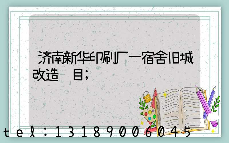 济南新华印刷厂一宿舍旧城改造项目