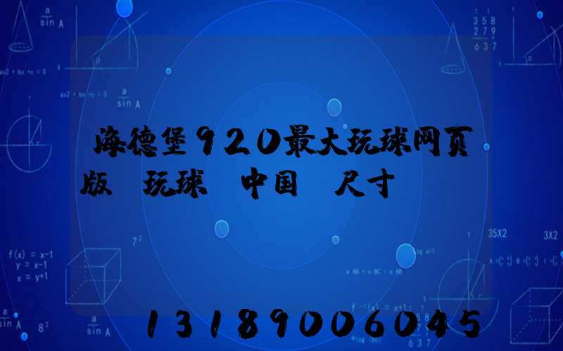海德堡920最大玩球网页版-玩球（中国）尺寸