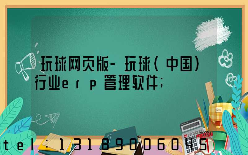 玩球网页版-玩球（中国）行业erp管理软件