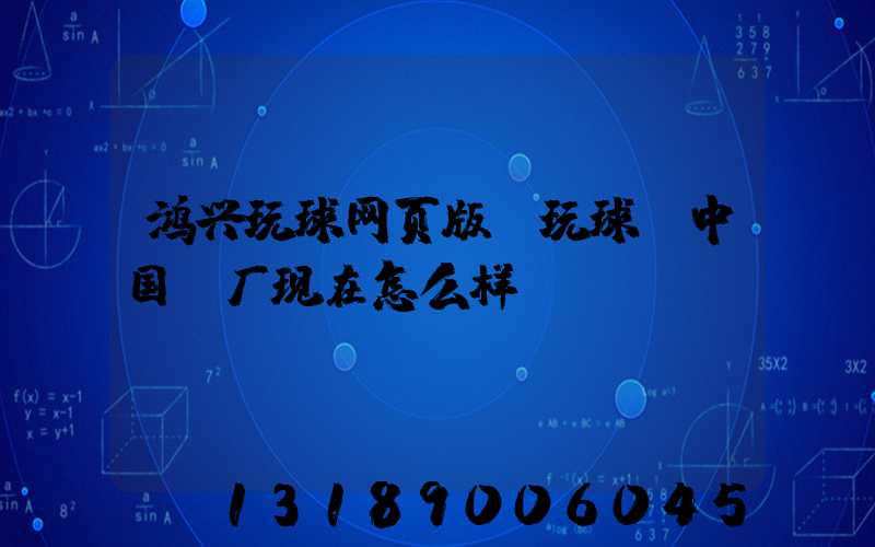 鸿兴玩球网页版-玩球（中国）厂现在怎么样