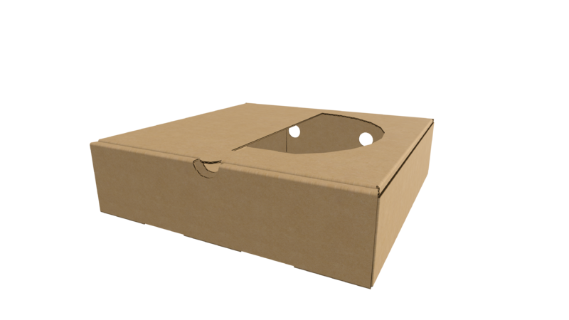 飞机盒- 开窗透气孔披萨翻盖盒设计结构图